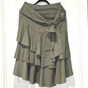 (New) Vince Camuto Olive Green Ruffled Skirt Size 0